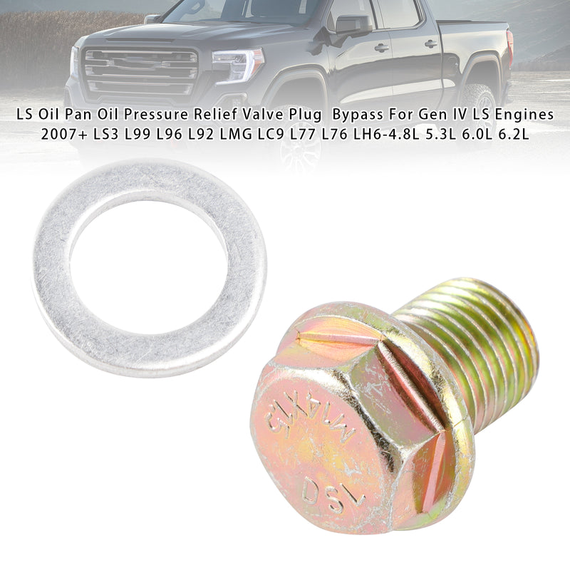 Oil Pan Oil Pressure Relief Valve Plug  Bypass For Gen IV LS Engines 2007+ LS3