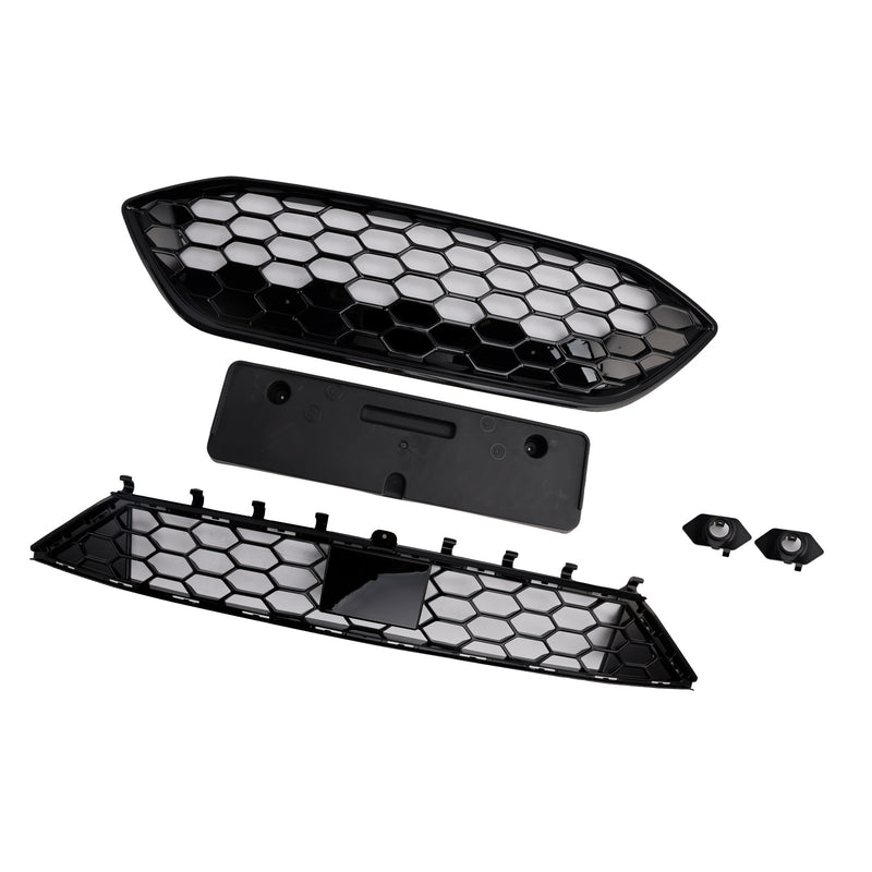 Front Bumper Grille Grill Fit Ford Focus ST + ST Line MK4 2018-2021 Black