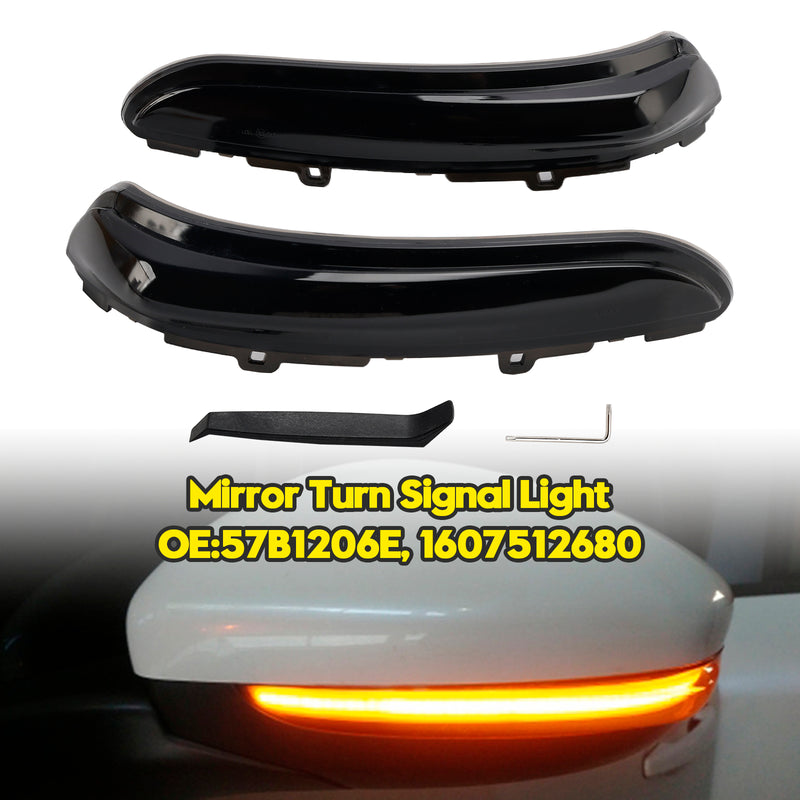 Smoked LED Sequential Side Mirror Turn Signal Light for Peugeot Citroen