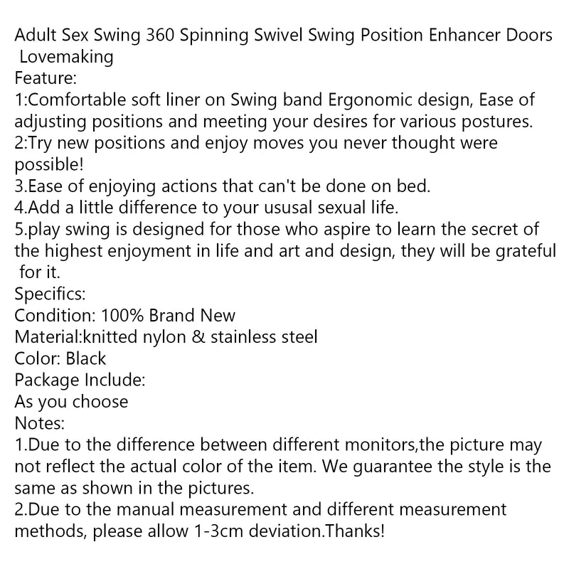 Enhancer Doors Lovemaking Sex Swing Spinning Swivel Swing Position