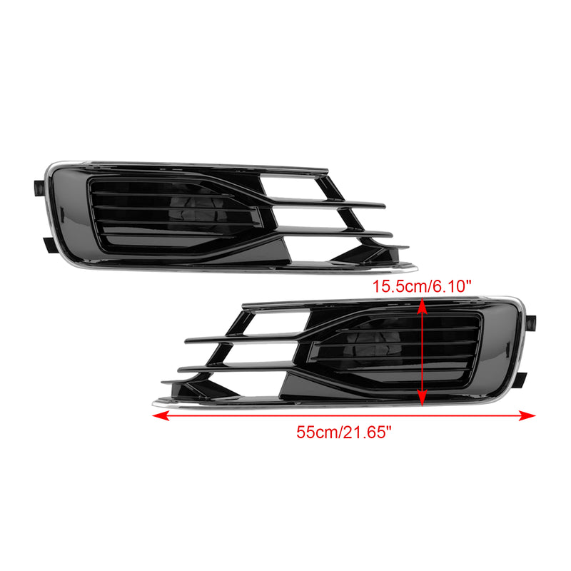 Audi A6 C7 2014-2018 2PCS Front Bumper Foglight Cover Grill Black Chrome