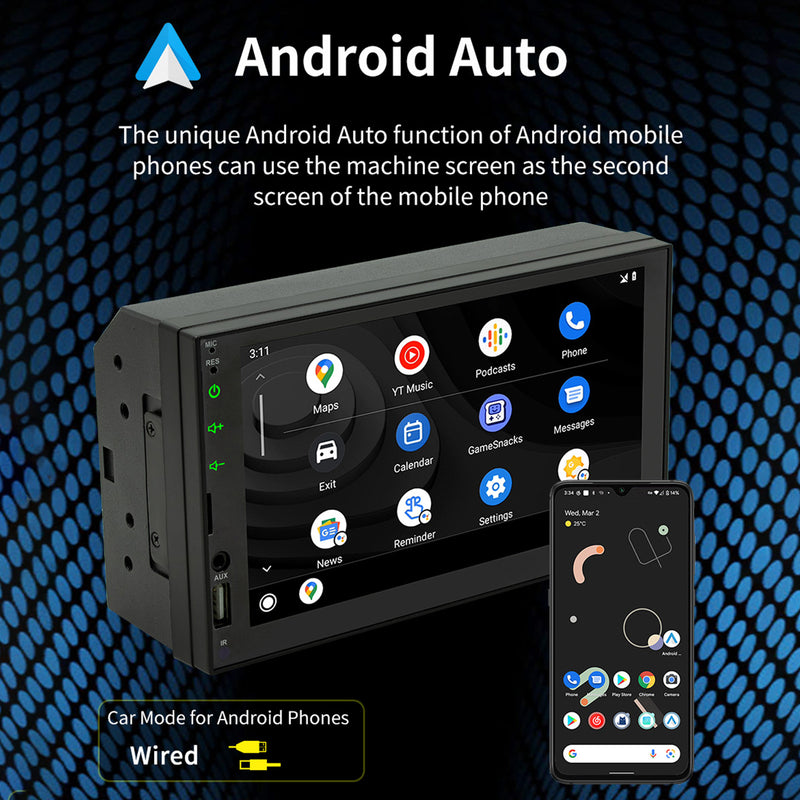 7" Wired Carplay Car MP5 Player Bluetooth MP3 Car Card Radio+ 4 LED Camera