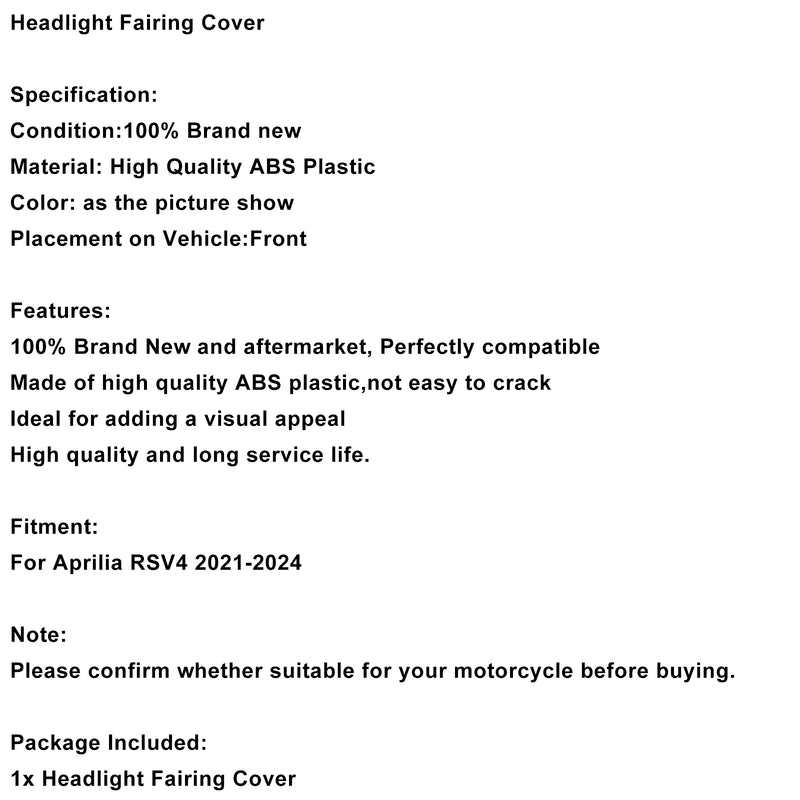 Headlight Fairing Windshield Cover For Aprilia RSV4 2021-2024