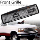 Matte Black Front Honeycomb Bumper Grille Grill Fit Ford F150 1992-1996 W/ Led