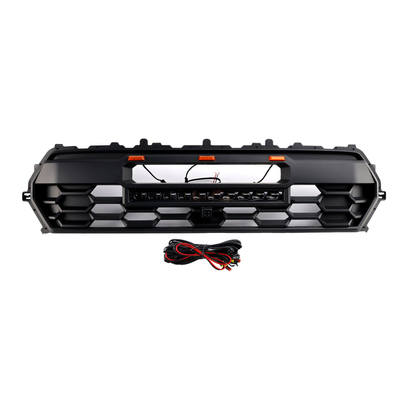 Black Front Bumper Grille Grill Fit Toyota Tacoma 2024+ With Led & Light Bar