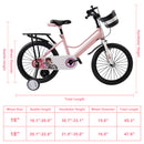 18" Kids Bike for Boys and Girls with auxiliary wheels & Rack Pink