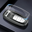 Aluminum Alloy TPU Silvery Car Key Case Cover With Buckle For Audi a6l a4l a3