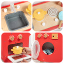Red Play Kitchen Set Toy With Washing Machine And Oven Gift For Kid Age 3+