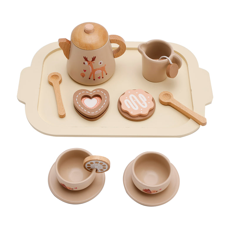 13Pcs Western Kitchen Wooden Tea Sets Play Kitchen Dishes/Tea Set For Kid