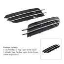 1 Pair Front Bumper Fog Light Grill Cover Bezel For Audi A6 C7 2012-2014