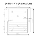 5A Waterproof DC/DC Converter Power Supply Regulator 36V/48V Step Down To 24V