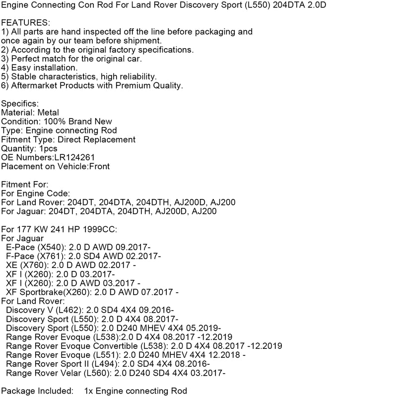 Engine Connecting Con Rod For Land Rover Discovery Sport (L550) 204DTA 2.0D