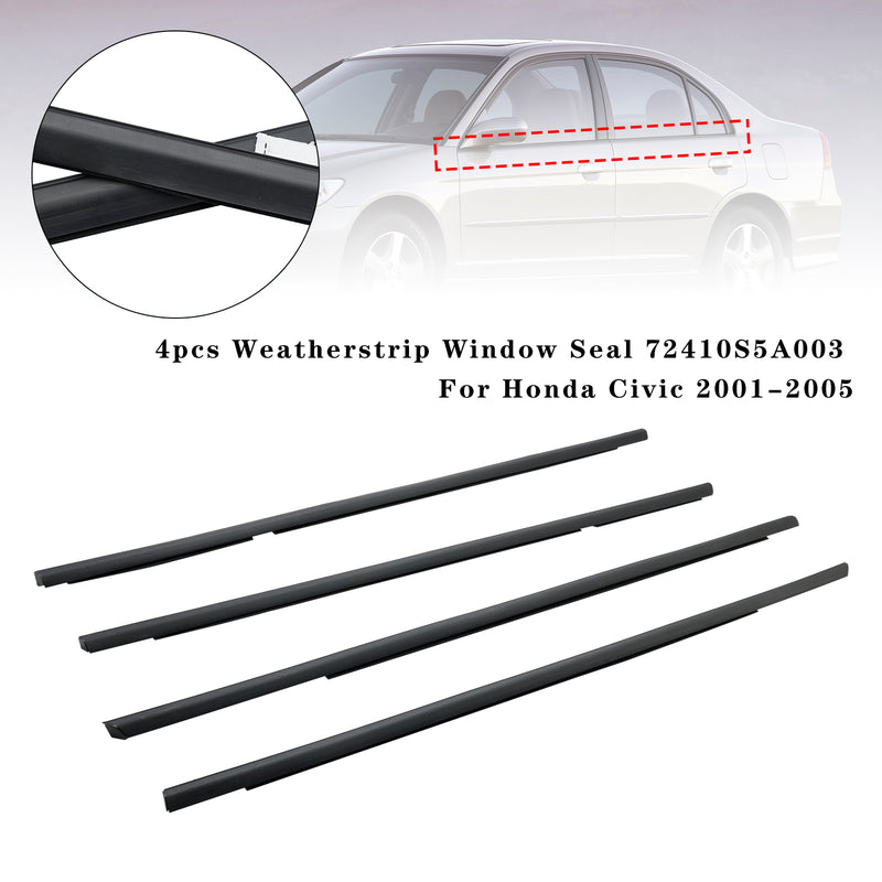 Honda Civic 2001-2005 4pcs Weatherstrip Window Seal 72410S5A003