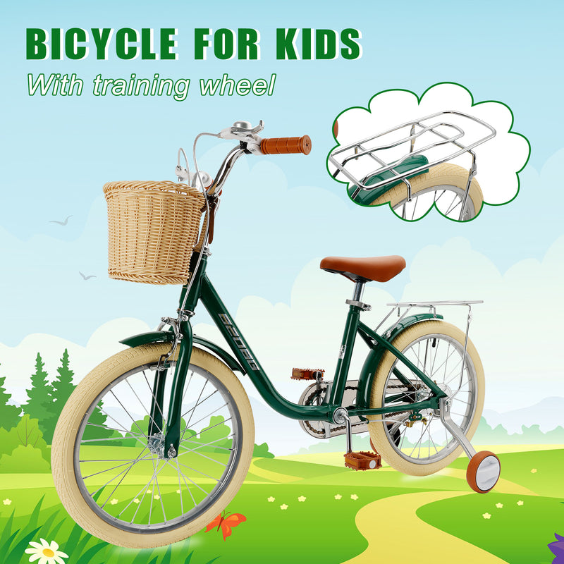 18 inches Kid's Bike Child Bicycle for Ages 7-9 Years Boys and Girls with Basket