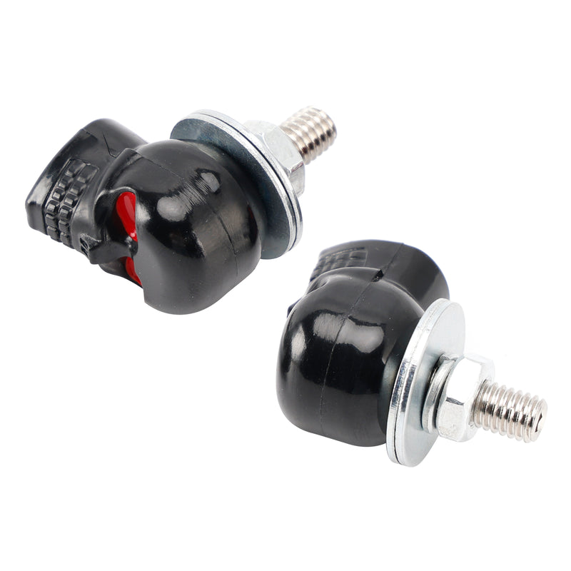 4x Custom SKULL License Plate Bolt Screw Black Plastic Motorcycle Chopper Bobber