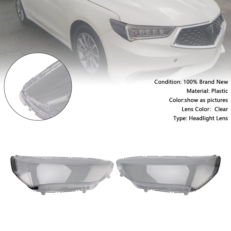Left+Right Headlight Lens HeadLamp Cover Shell For Acura TLX 2018-2020