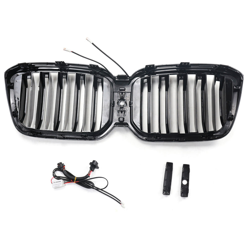 Double Slat Glossy Black Bumper Kidney Grille Fit BMW X3 G01 X4 G02 2022-2025