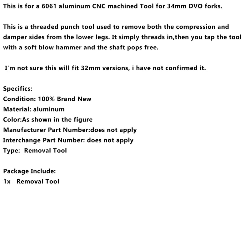 Lower Leg Removal Tool.-Threaded punch to remove DVO leg for DVO Fork rebuild