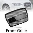 Black Front Honeycomb Bumper Grill Grille Fit Audi A6 C6 2008-2011 Facelift