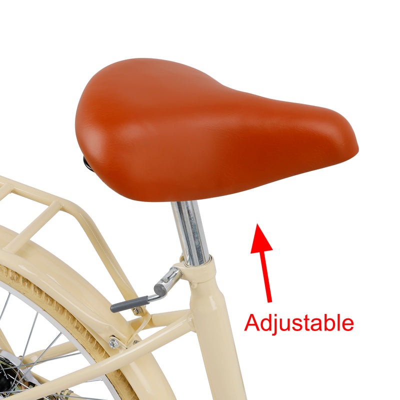 24 inch Women City Bicycle Beach Cruiser Bike with Basket & Rack Yellow