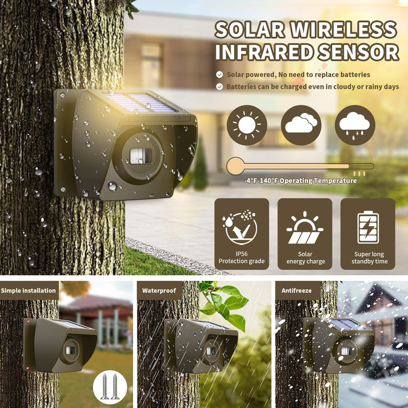 800m Solar Outdoor Infrared Powered Driveway Alarm Anti-Theft Induction Wireless