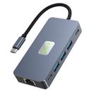 9 in 1 TYPE-C to RJ45 (Gigabit)+USB3.0*3+HDMI+USB-CS Data+PD100W+SD/TF MacBook