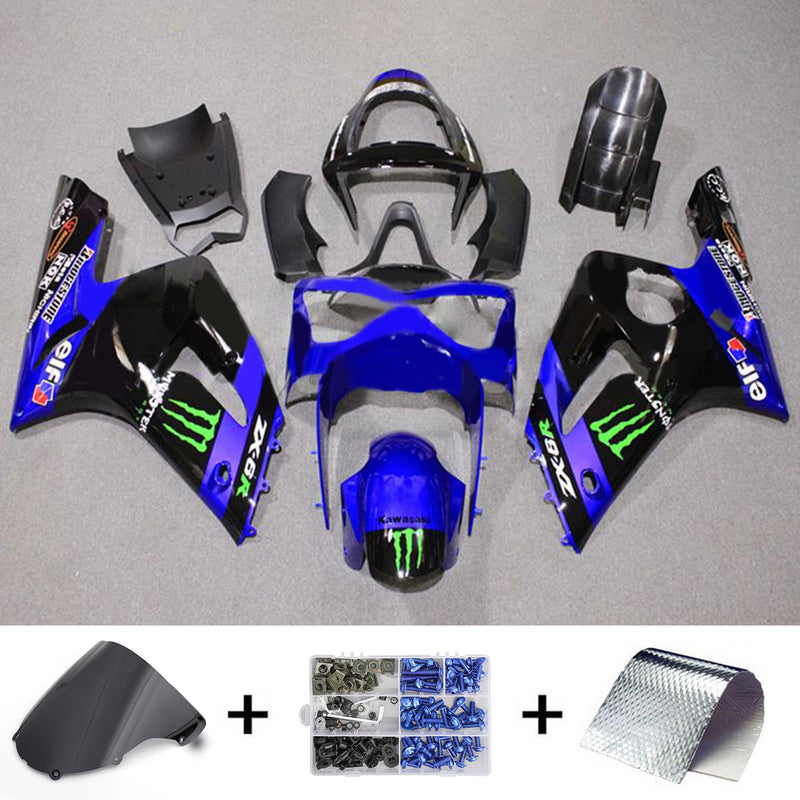 Amotopart Kawasaki ZX6R 636 2003-2004 Fairing Kit Bodywork Plastic ABS