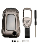VW Polo Skoda Leather Alloy Zinc Car Key Gray Case Cover