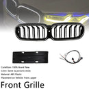 Double Slat Front Kidney Grille Fit BMW 5 Series G30 G38 2021-2024 Gloss Black