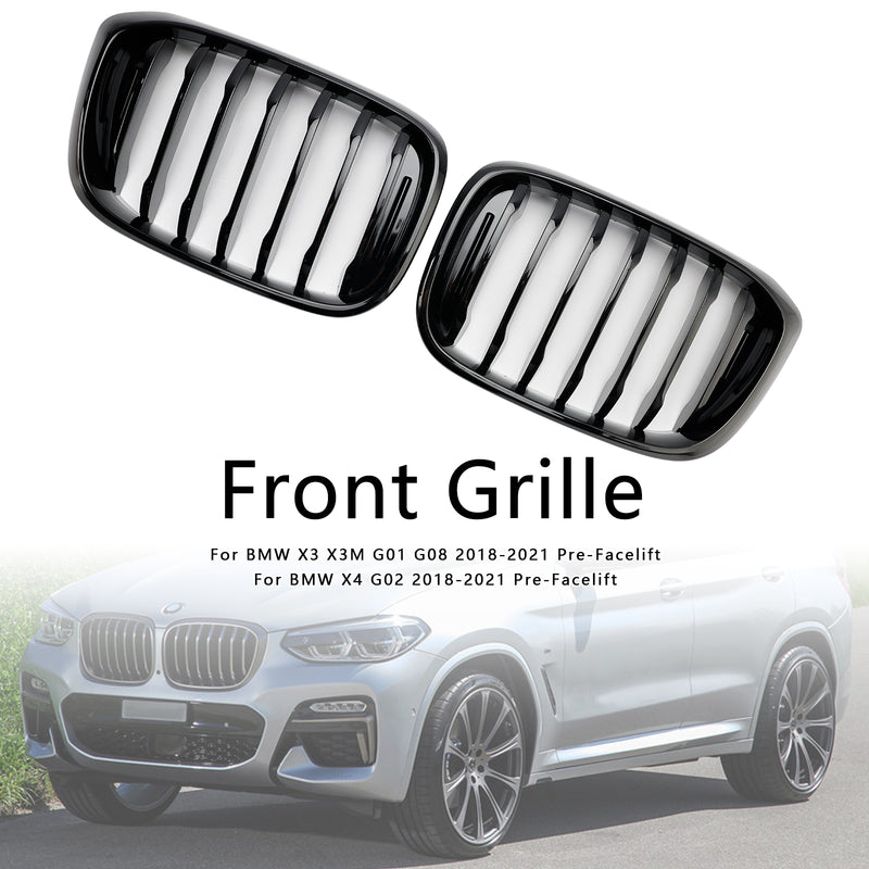 Gloss Black Front Kidney Grille Mesh Grill Fit BMW X4 G02 X3 G01 G08 2018-2021