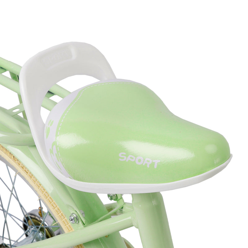 18" Child Bicycle Girls Bike with auxiliary wheels & Rack & Basket Green