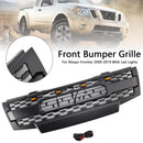 Black Front Bumper Grill Grille Fit Nissan Frontier 2009-2019 W/Led Lights