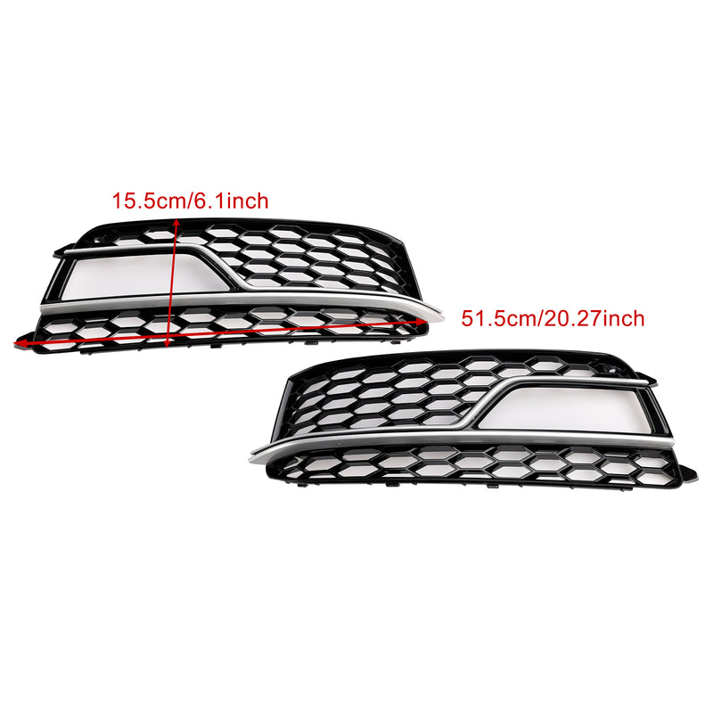 2PCS Front Fog Lamp Black Grill Grille Fit AUDI A5 S-Line S5 2013-2016