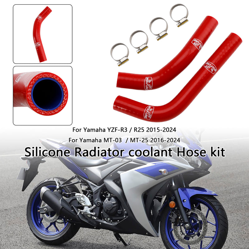 Silicone Radiator coolant Hose For Yamaha MT-03 MT-25 YZF R3 R25 2015-2024