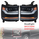 2016-2019 For Chevy Silverado 1500 Left+Right LED Headlight Gloss Black 84357696 84893098
