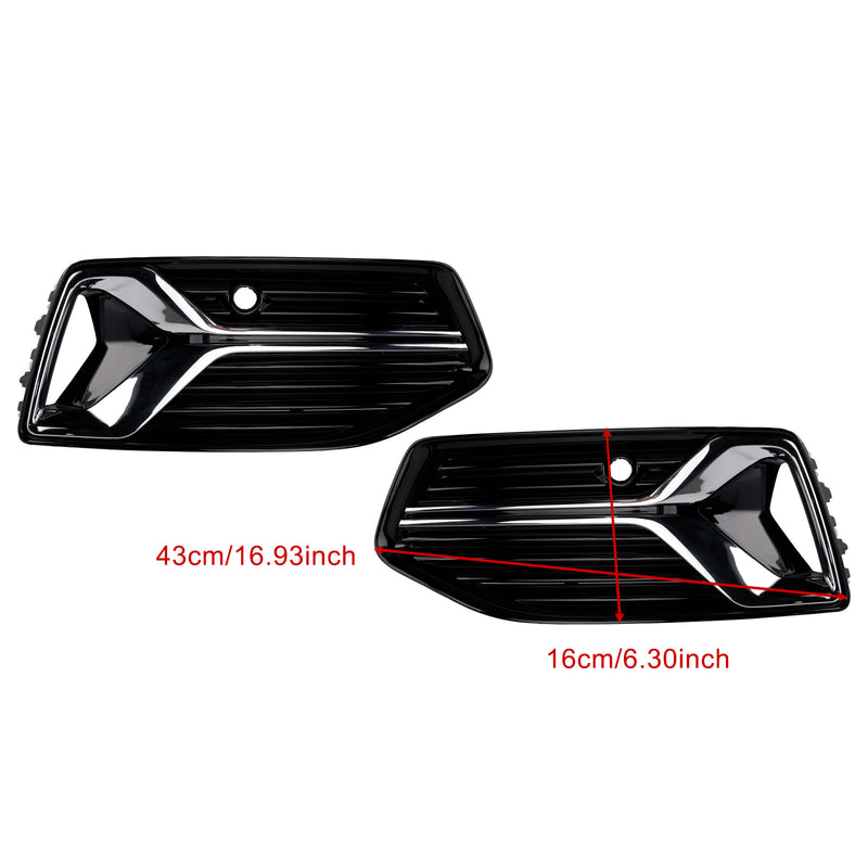 2PCS Front Bumper Fog Light Cover Grille Grill Fit Audi A6 C8 2019-2023