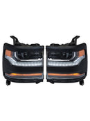 2016-2019 For Chevy Silverado 1500 Left+Right LED Headlight Gloss Black 84357696 84893098