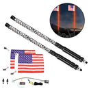 2X 2ft RGB LED APP Whip Lights Antenna W/ Flag Remote Control For Polaris UTV ATV