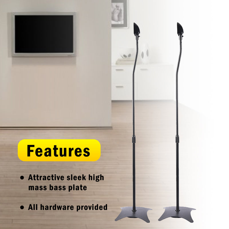 Set Of 2 Universal Surround Sound Adjustable Height Speaker Stand Bracket