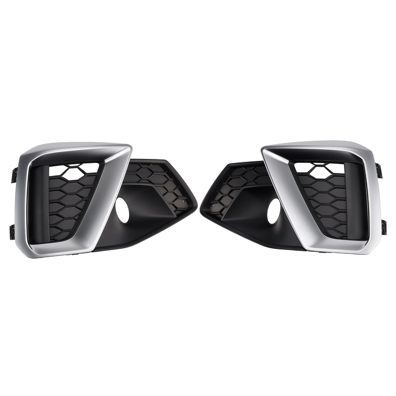 Silver Front Bumper Lower Fog Grille Cover Fit Audi A4 B9.5 S-Line 2020-2024