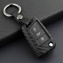 Leather Silicone Car Key Case Cover With Buckle For Volkswagen Golf MK7