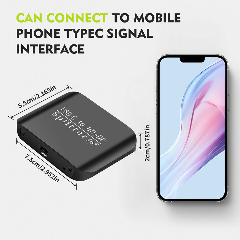 Type-C to HDMI+DP 1x2Laptop Splitter MST Two-Screen Display One Input Two Output