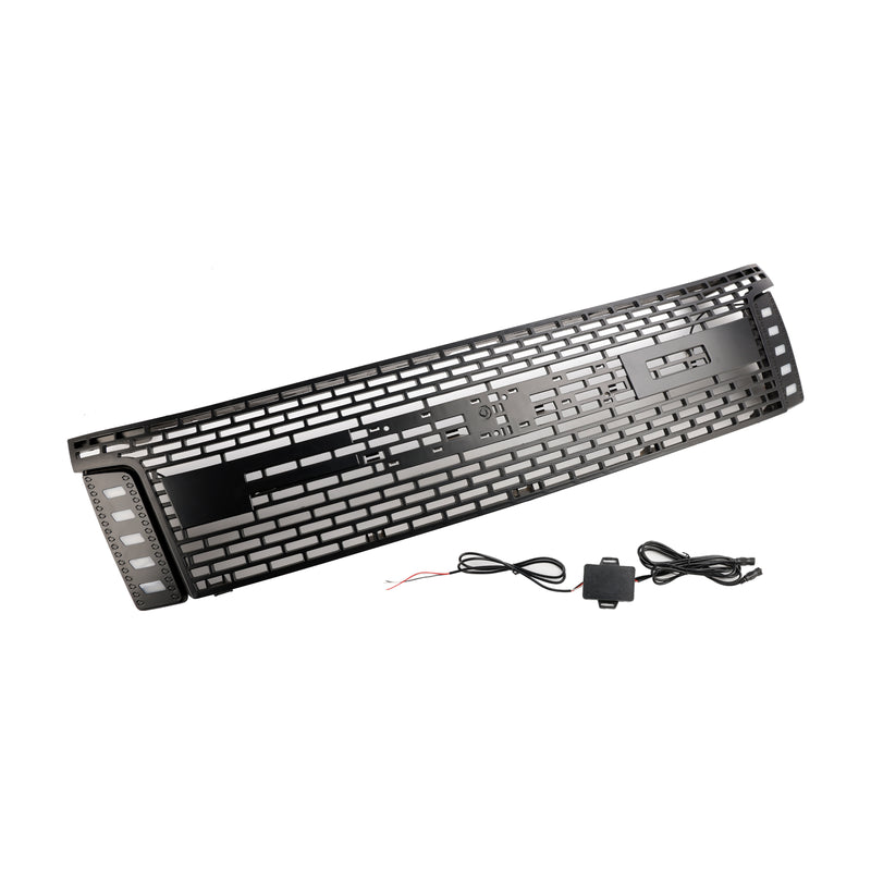 Matt Black Front Bumper Grill Grille Fit Ford Ranger T6 2012-2014 w/ LED Light