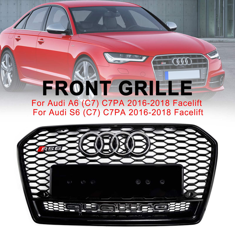 Audi A6 S6 C7 2016-2018  RS6 Style Honeycomb Mesh Front Grill Grille Black
