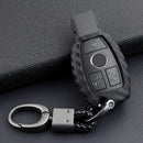 Leather Silicone Car Key Case Cover With Buckle For Mercedes-Benz