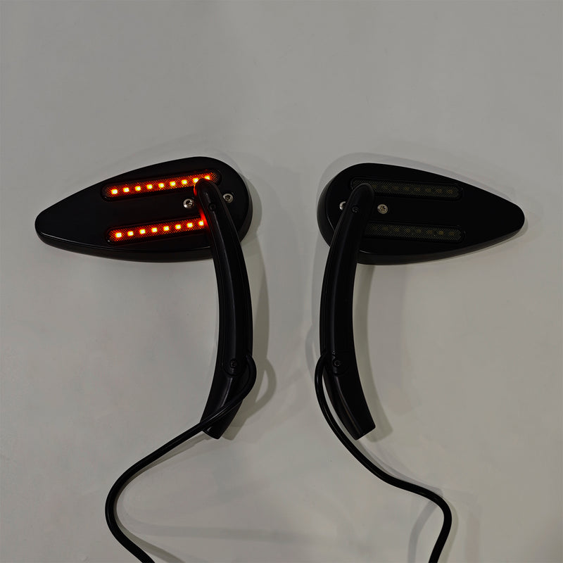 Aluminum Black Custom LED Turn Signal Mirrors For Touring Softail Dyna Rocker