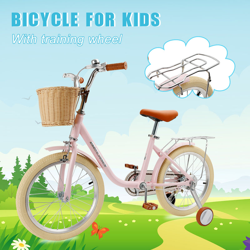 18 inches Kid's Bike Child Bicycle for Ages 7-9 Years Boys and Girls with Basket