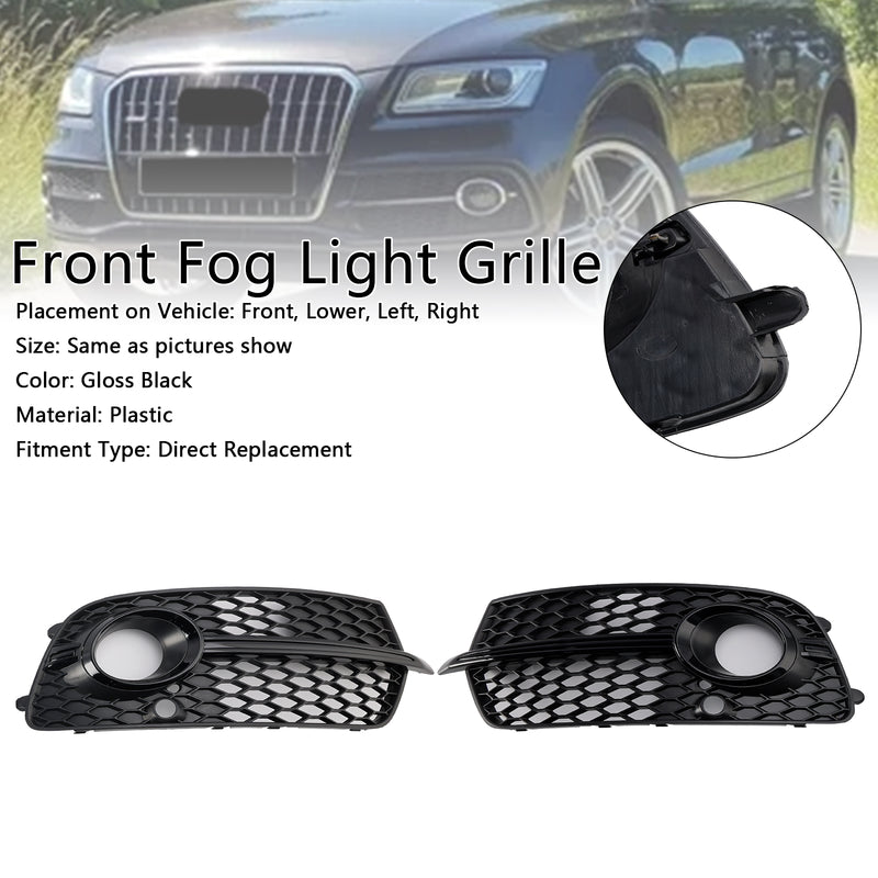 Front Bumper Fog Light Grill Grille Fit Audi Q5 S-Line SQ5 2013-2017 Black