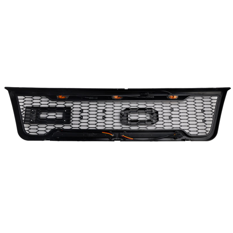 Black Front Bumper Grill Grille Fit Ford E150 E250 E350 2003-2007 With Led