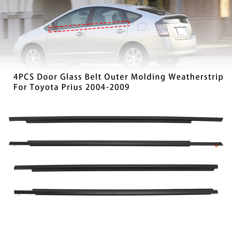 4PCS Door Glass Belt Outer Molding Weatherstrip For Toyota Prius 2004-2009